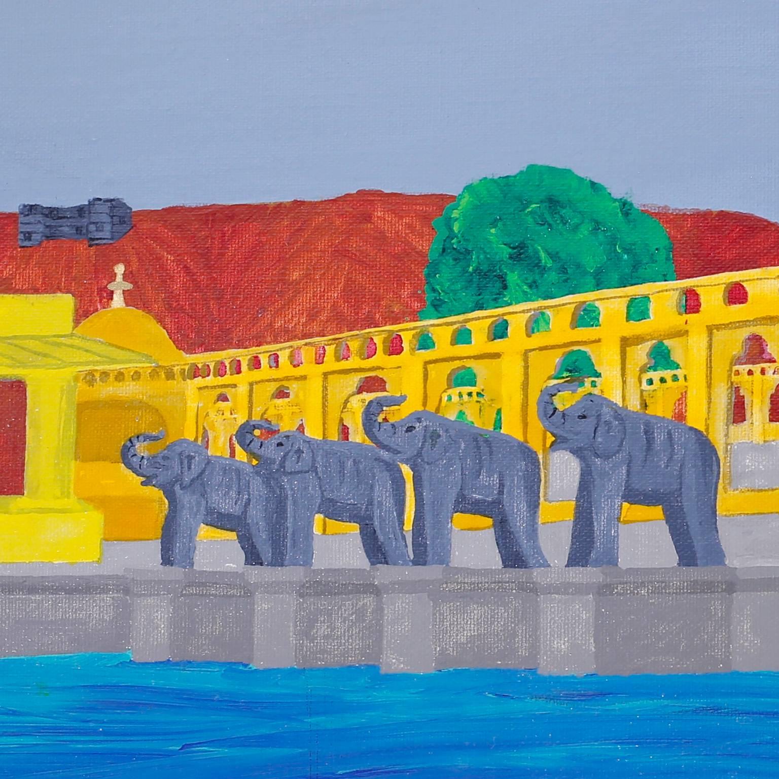 India Pintura de un templo hindú Angloindio en venta