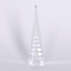Set of Three Cut Crystal Obelisks with Inner Pagodas