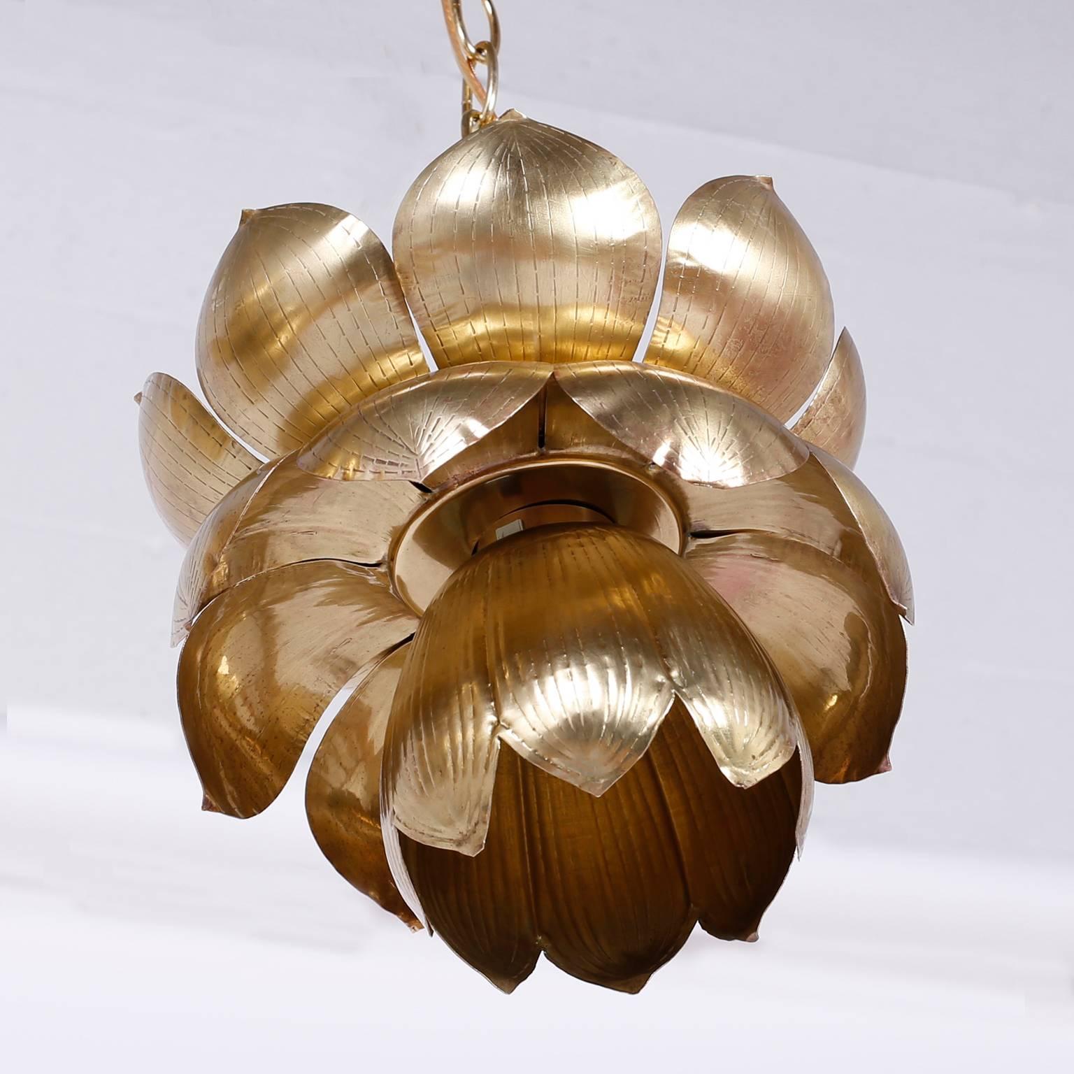 brass lotus pendant light