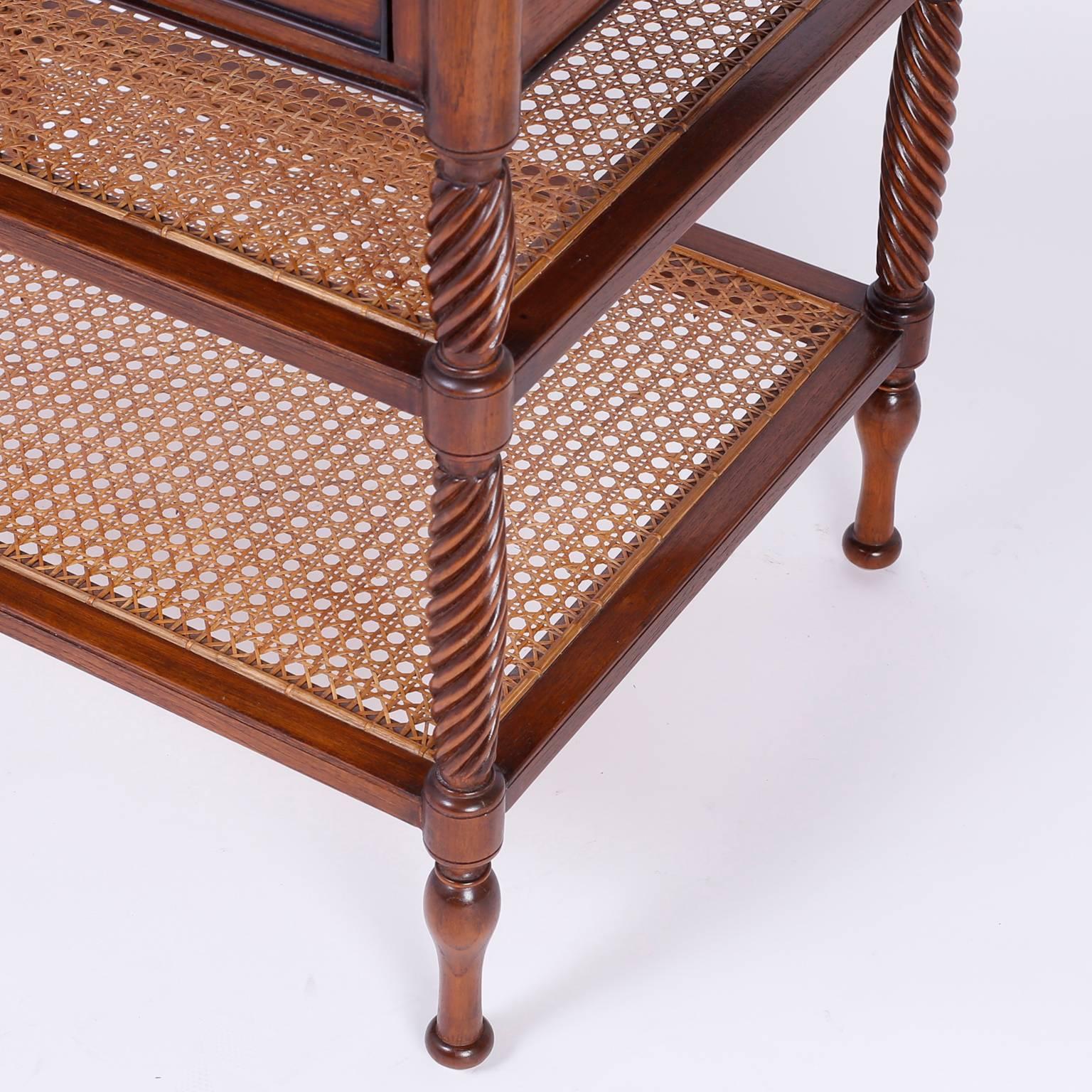 British Colonial Style Two-Tiered Side Table or Console In Good Condition In Palm Beach, FL