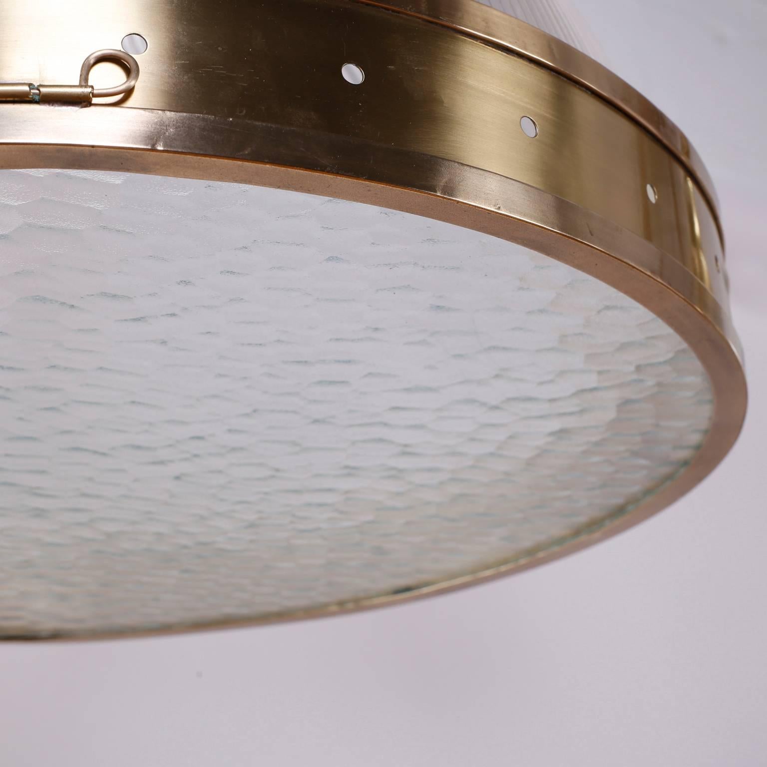 British Colonial Mid-Century Modern Double Dome Chandelier or Pendant Light For Sale