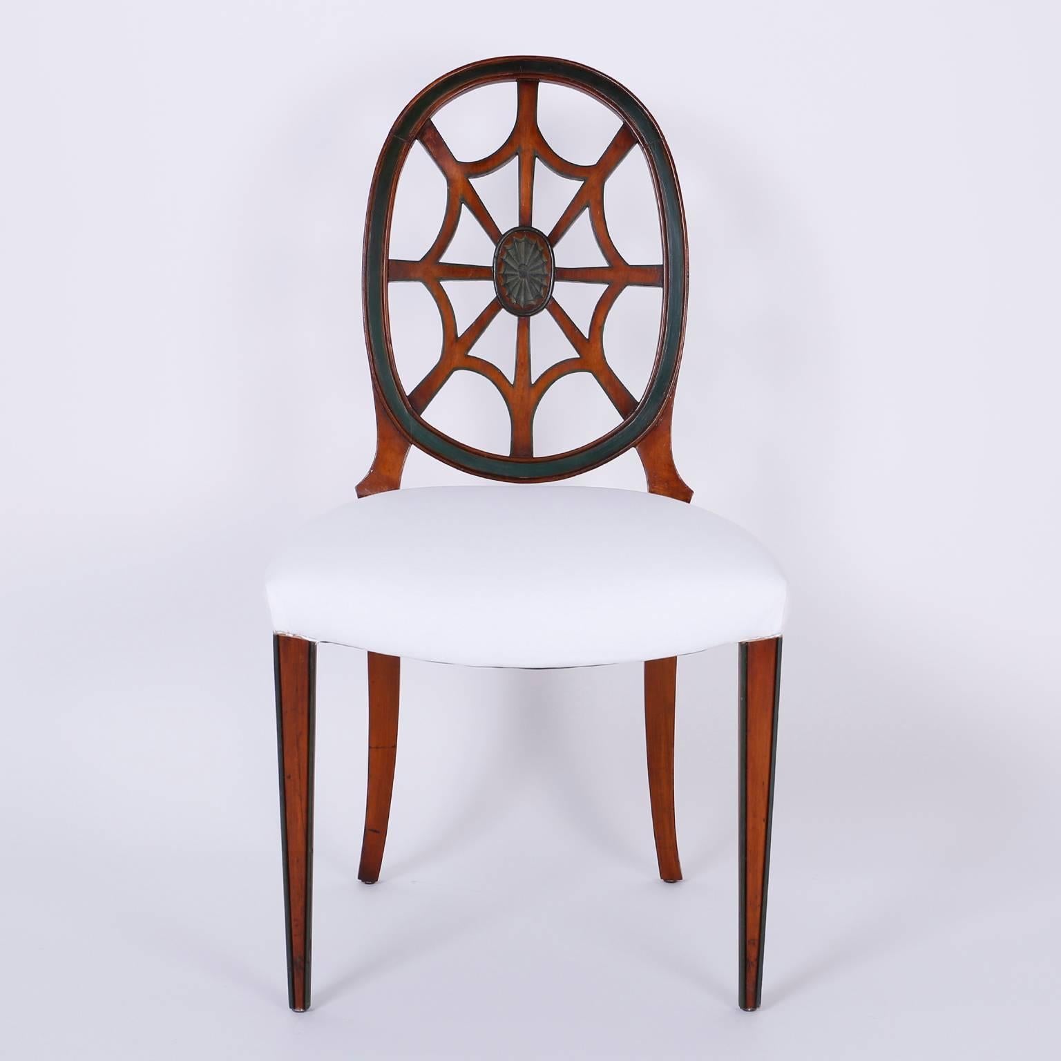 Adam Style Set of 12 Mahogany Spider Back Dining Chairs