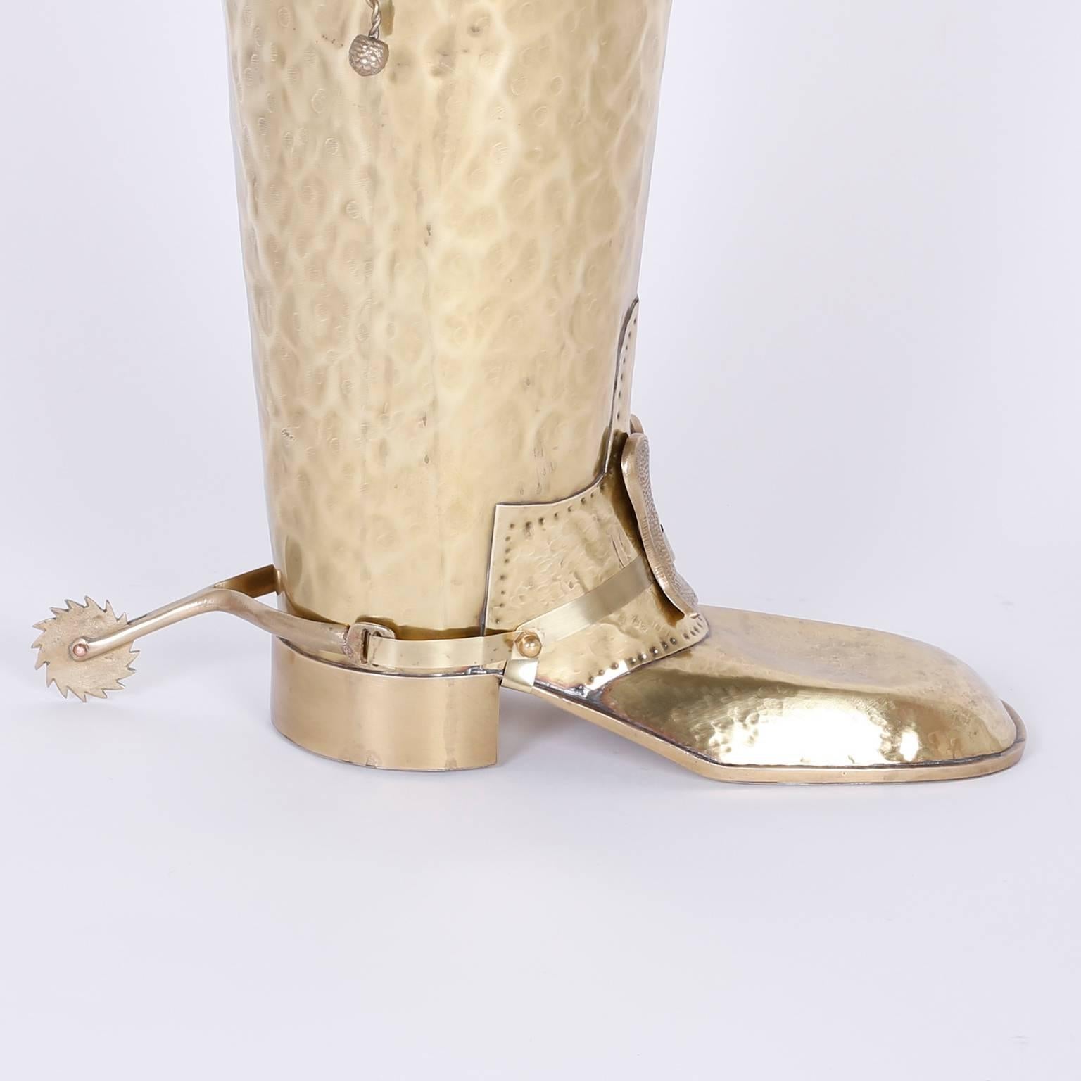 Mid-Century Modern Brass Boot Umbrella Stand For Sale 1