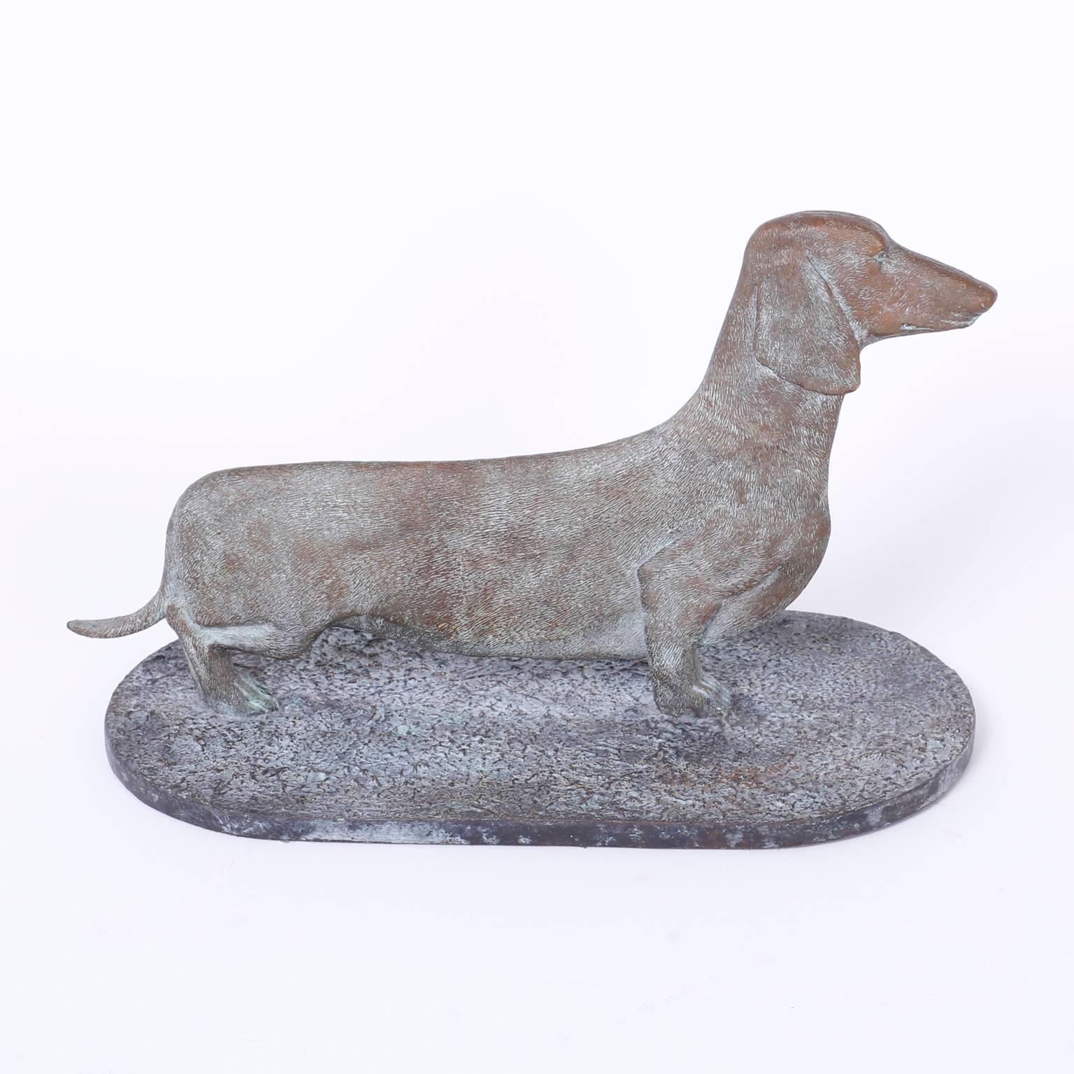 Mid-Century Modern Mid-Century Cast Bronze Dachshund Dog Sculpture or Boot Scraper