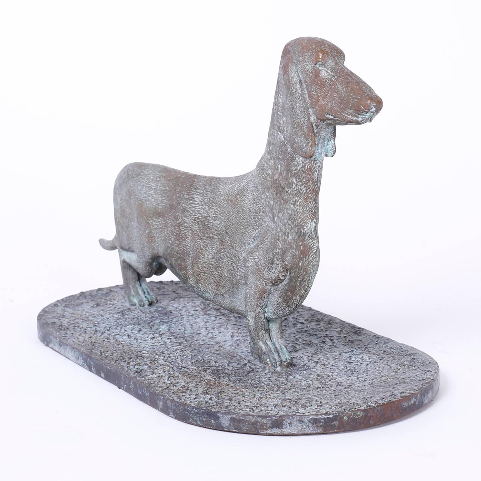 American Mid-Century Cast Bronze Dachshund Dog Sculpture or Boot Scraper