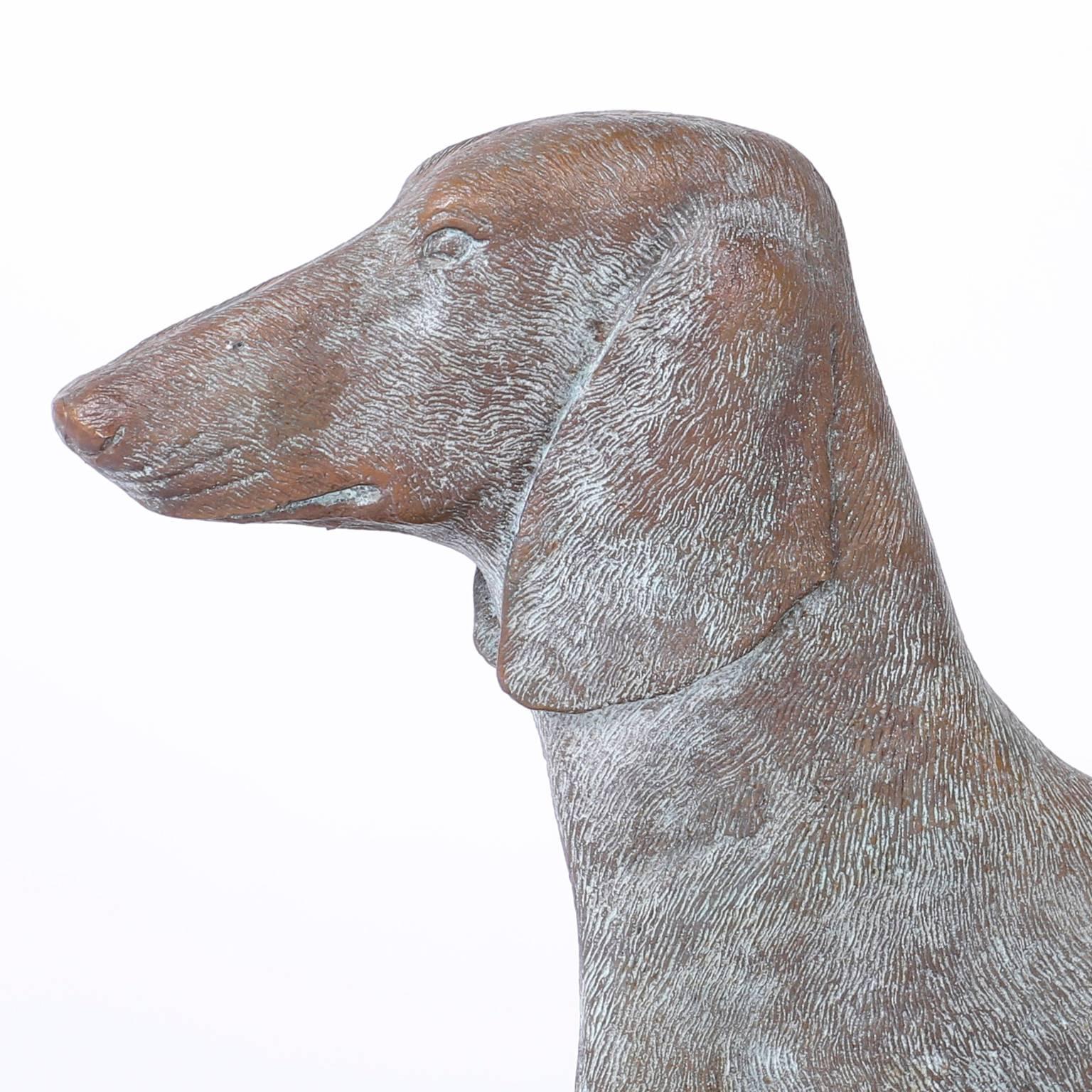 Mid-Century Cast Bronze Dachshund Dog Sculpture or Boot Scraper In Excellent Condition In Palm Beach, FL
