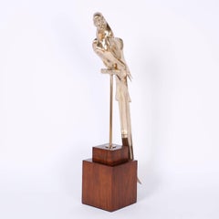 Art Deco Cast Brass Macaw Bird Sculpture