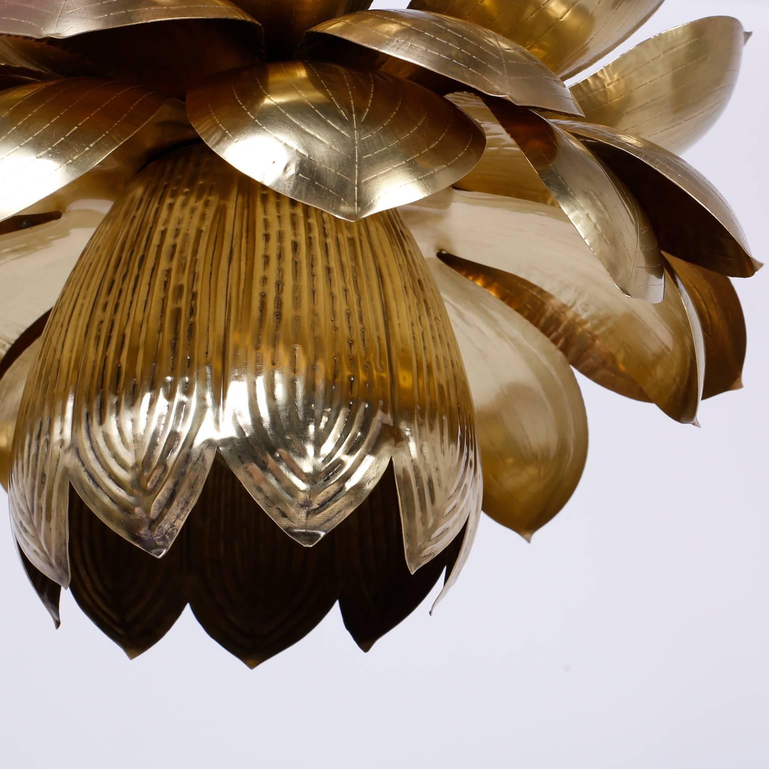 brass lotus hanging lamp