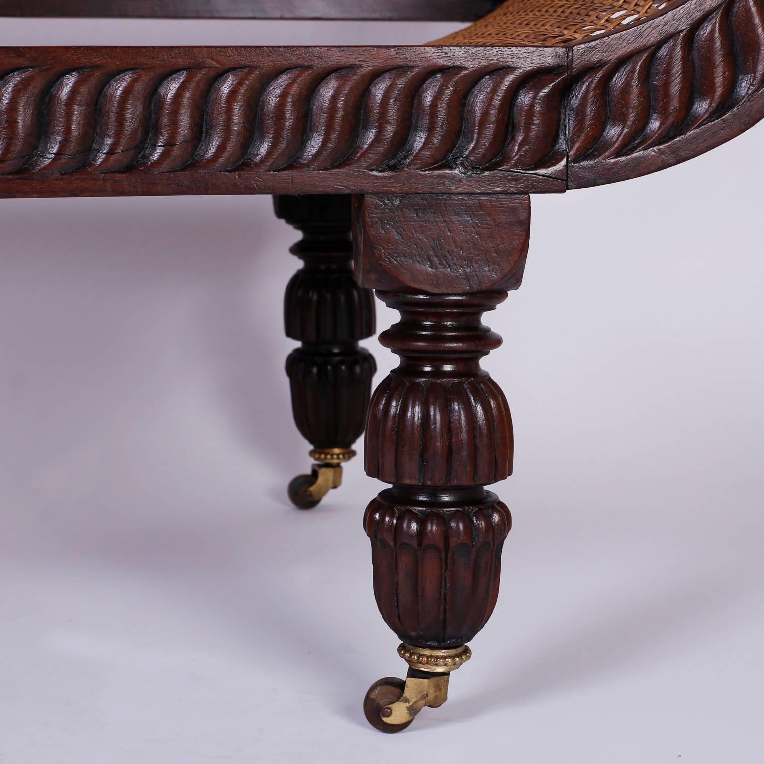 19th Century British Colonial West Indian Mahogany Recaimer or Chaise Longue In Excellent Condition In Palm Beach, FL