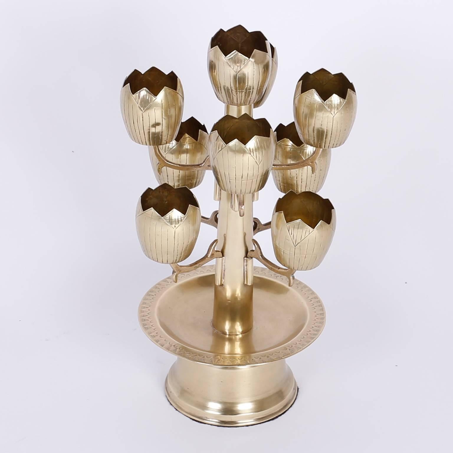 brass tulip candle holders