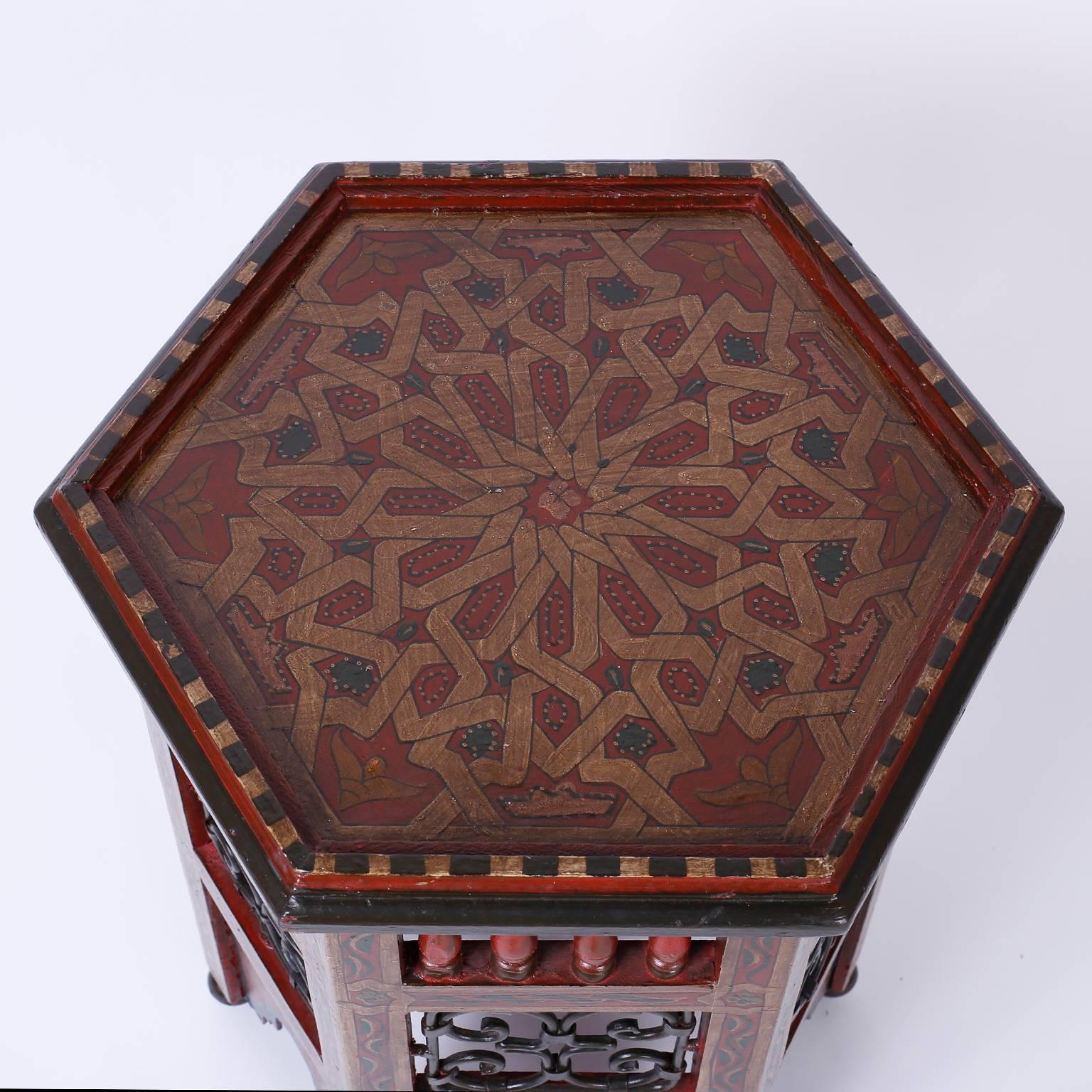 British Colonial Exotic Moroccan Drink Stand or Side Table