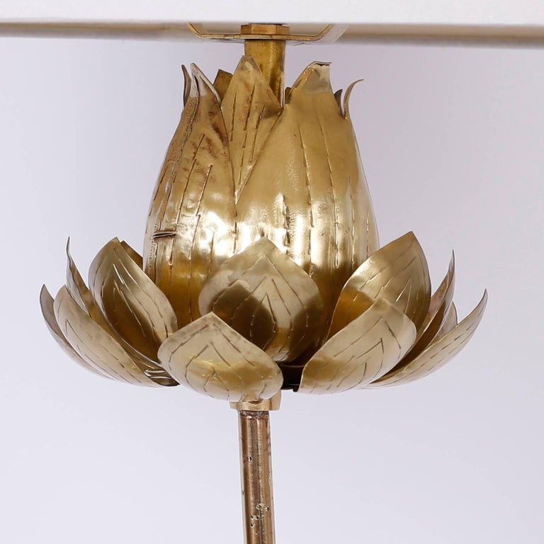 Tropical Brass Lotus Flower Table Lamp at 1stDibs