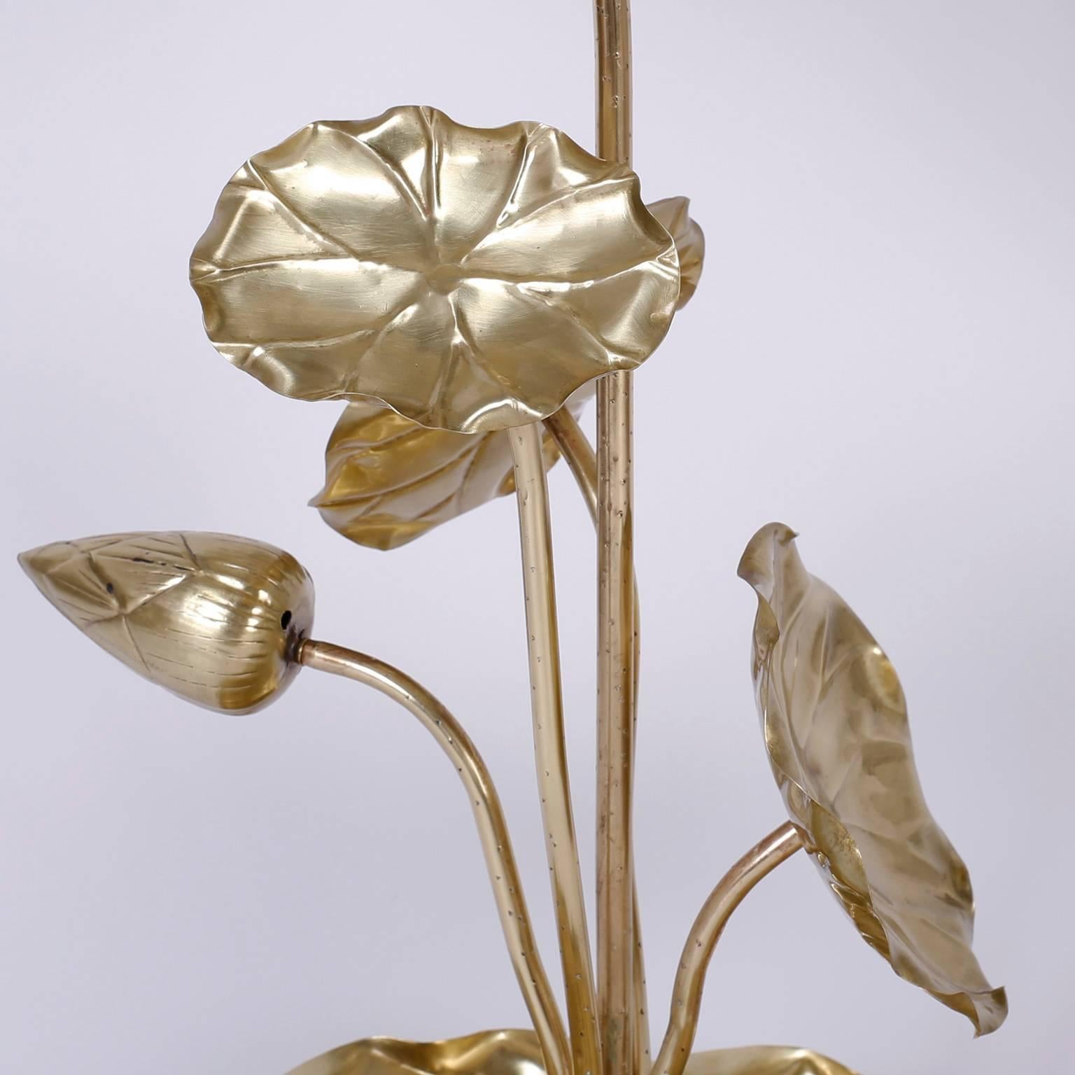 brass flower lamp