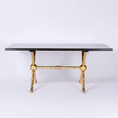 Rectangular Black Lacquer and Gold Leaf Table