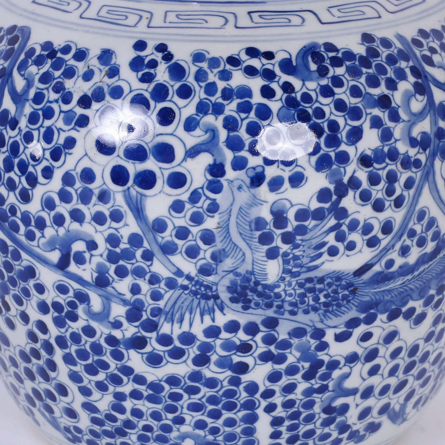 Pair of Chinese Export Style Blue and White Porcelain Ginger Jars 1