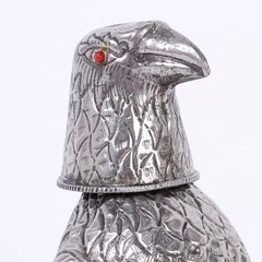 Silvered Metal Bird Decanter or Flask
