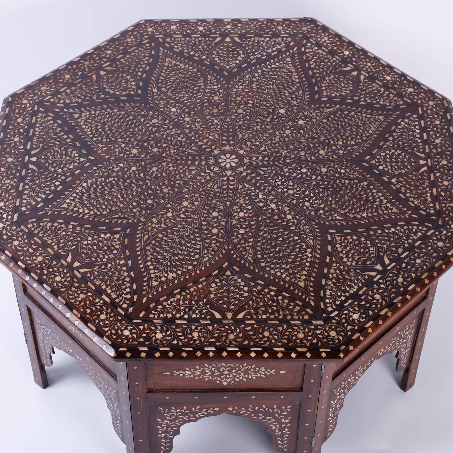 Indian Syrian Inlaid Octagon Coffee Table