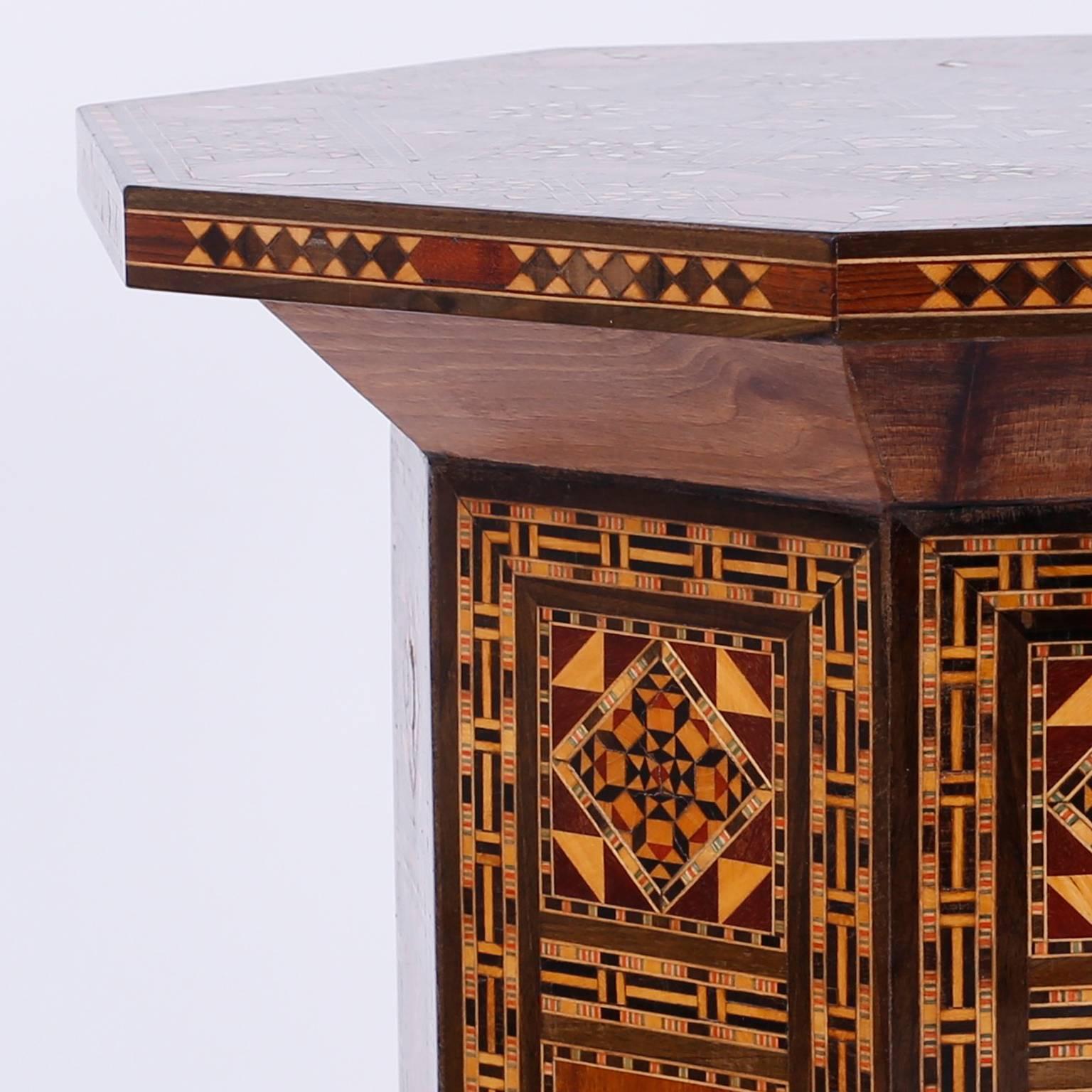 Exotic Pair of Syrian Mother-of-Pearl Inlaid Tables or Stands 1