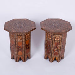 Exotic Pair of Syrian Mother-of-Pearl Inlaid Tables or Stands