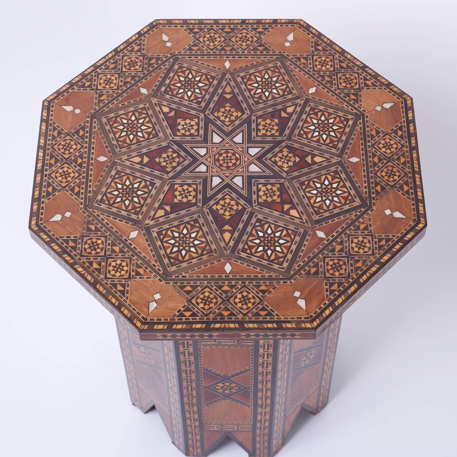 Exotic Pair of Syrian Mother-of-Pearl Inlaid Tables or Stands In Excellent Condition In Palm Beach, FL