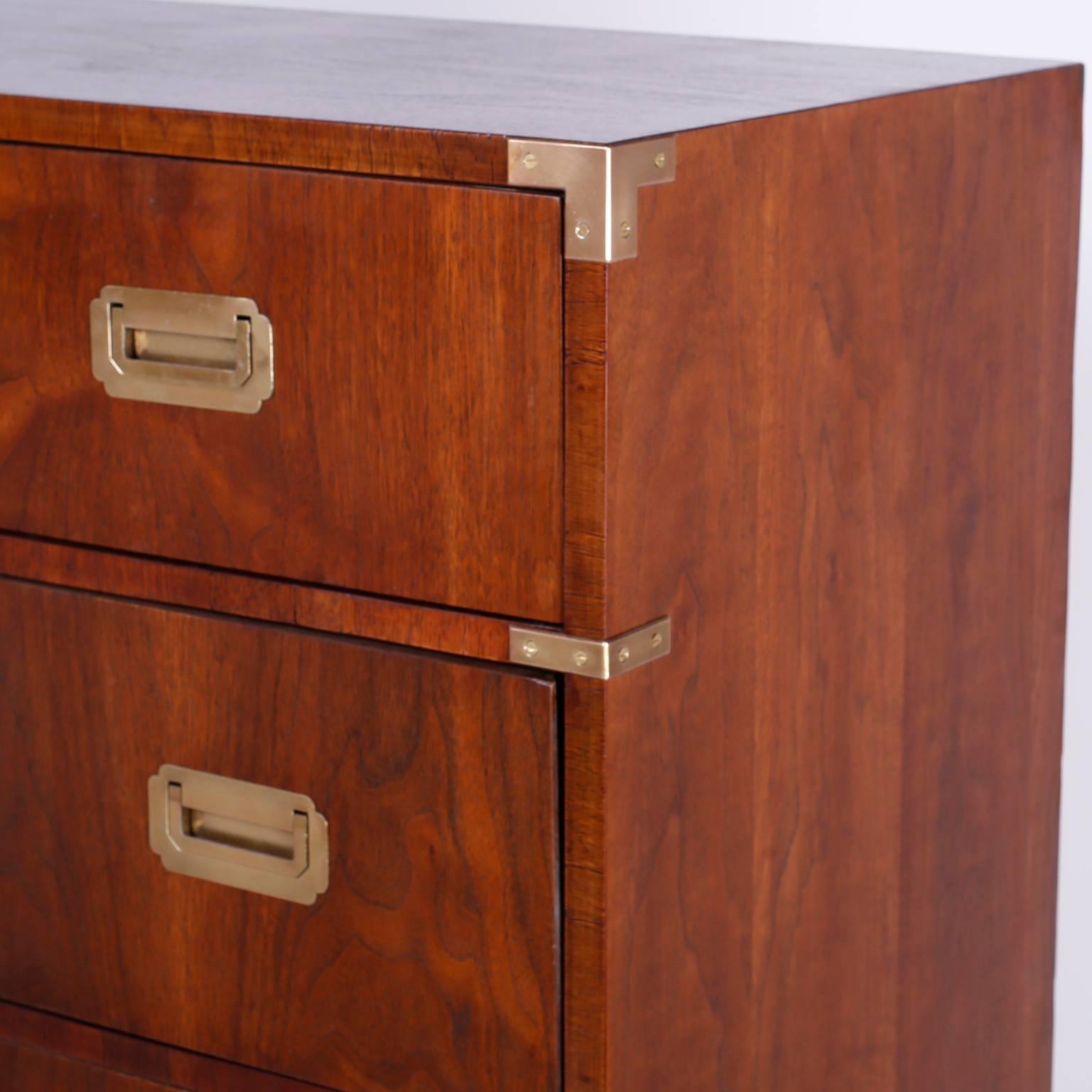 Midcentury Campaign Style Chest of Drawers In Excellent Condition In Palm Beach, FL