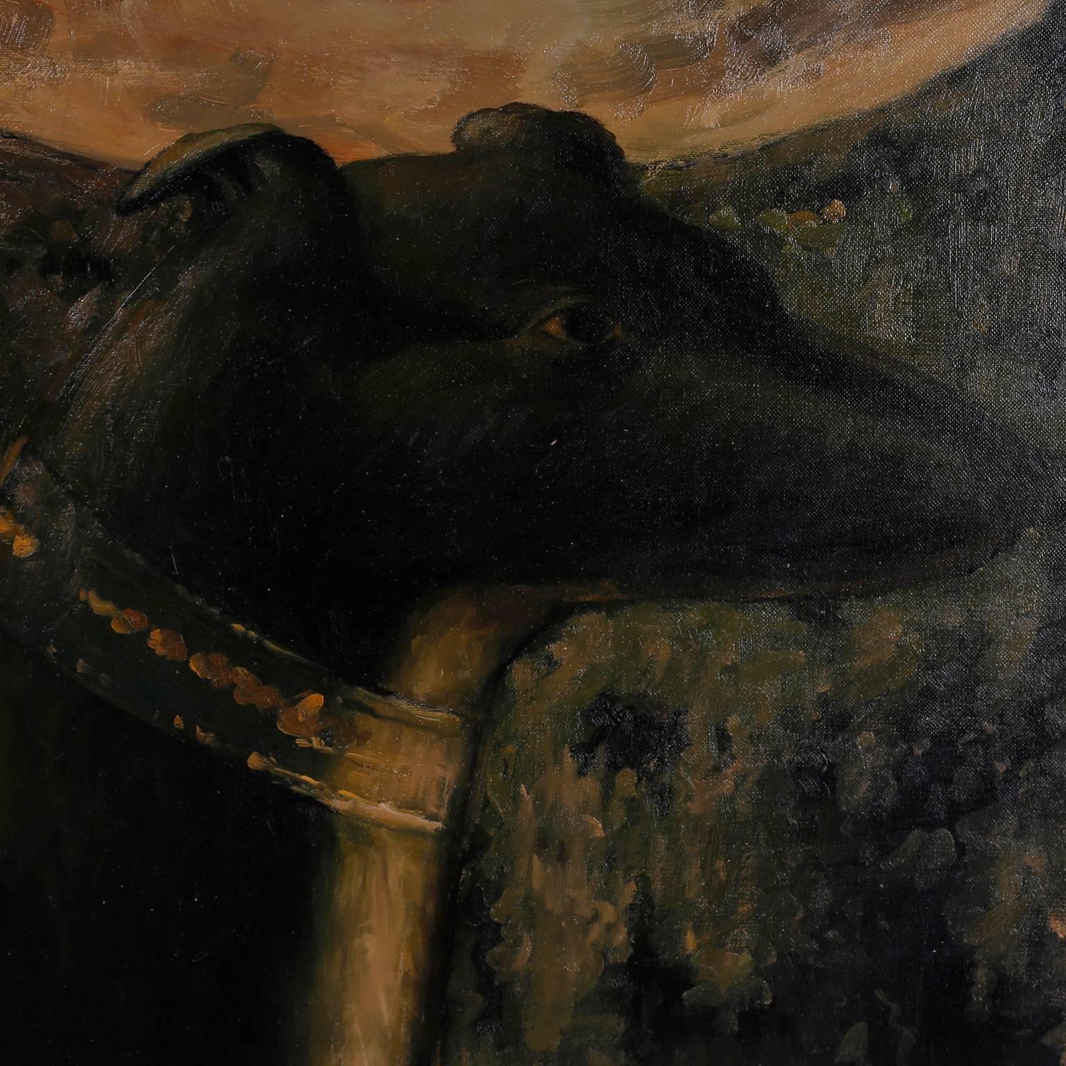 20th Century Oil on Canvas Greyhound Dog Painting