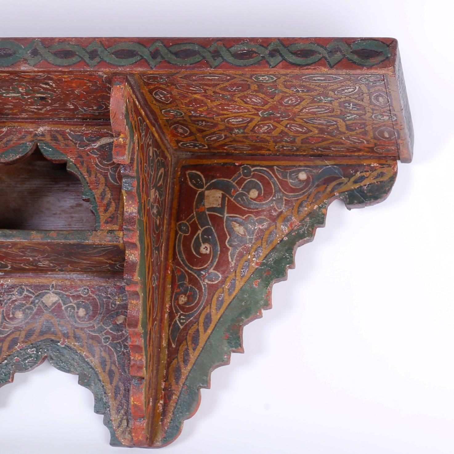 20th Century Painted Moroccan Wall Shelf