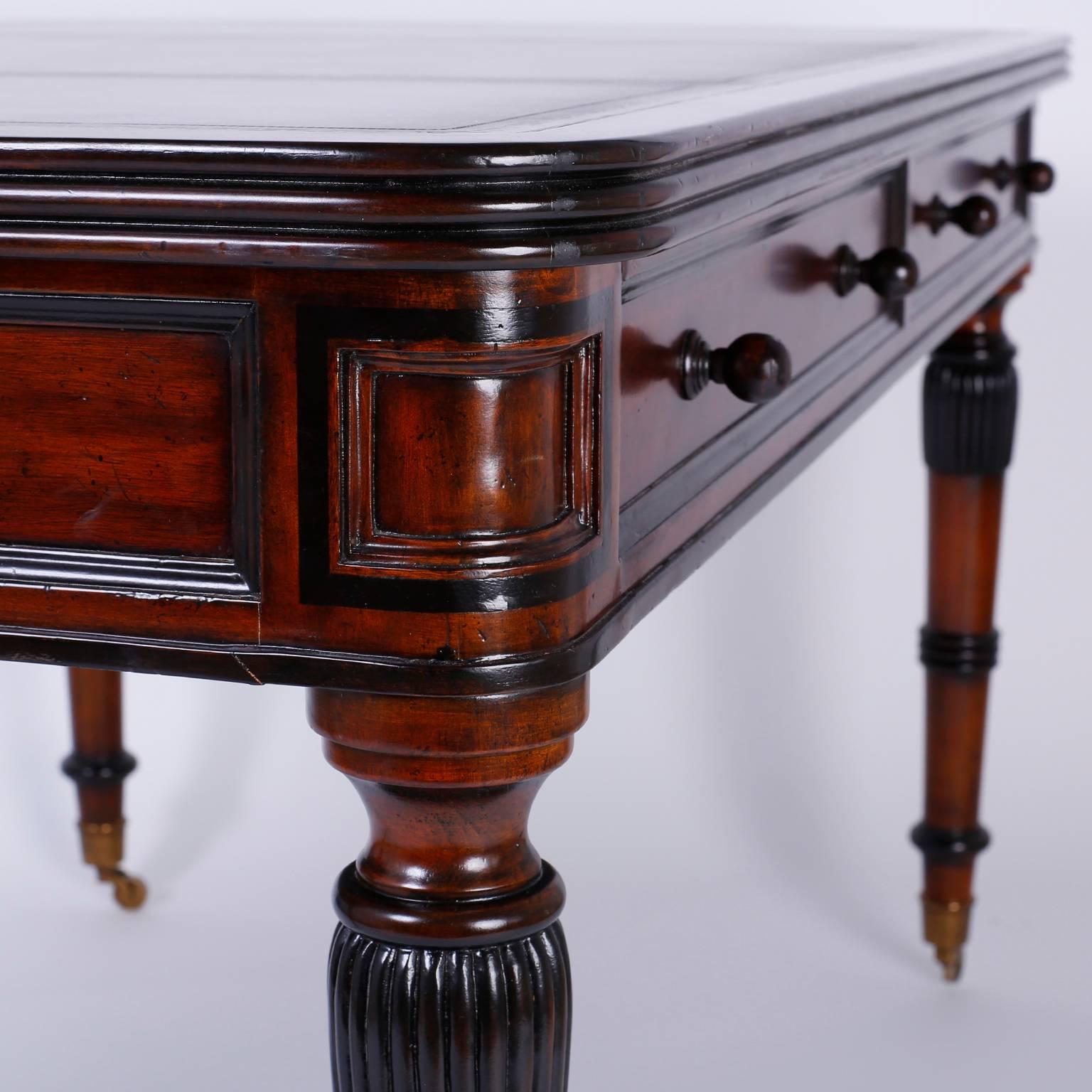 British Colonial Style Mahogany Desk or Writing Table In Excellent Condition In Palm Beach, FL
