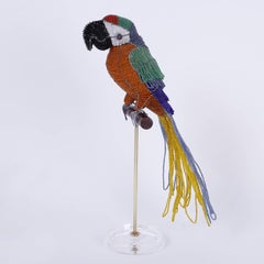 Glass Beaded Parrot Sculpture