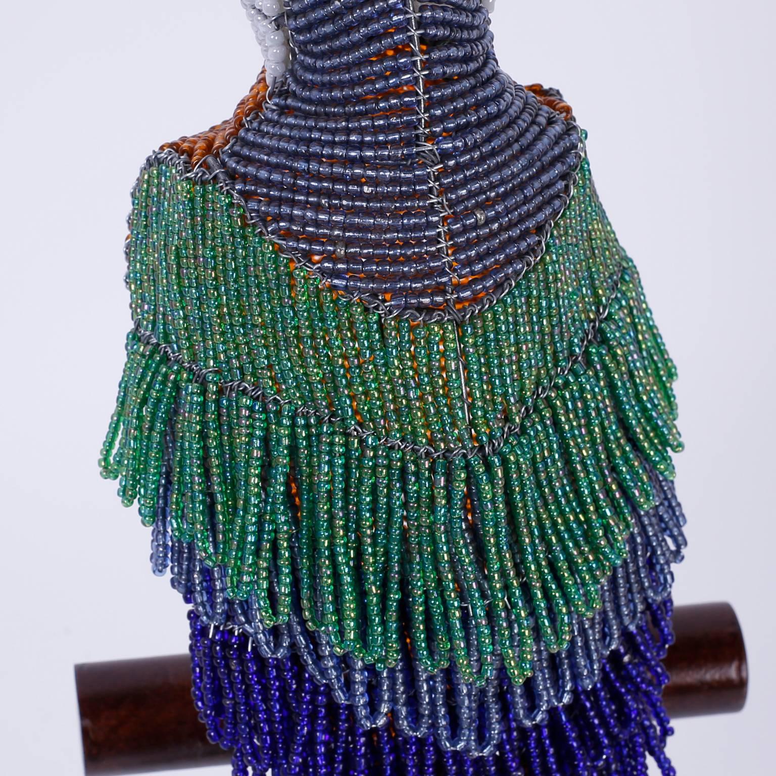 20th Century Glass Beaded Parrot Sculpture For Sale