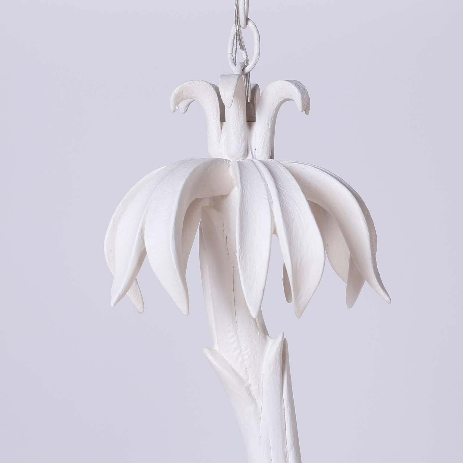 Chinoiserie  White Palm Tree Chandelier