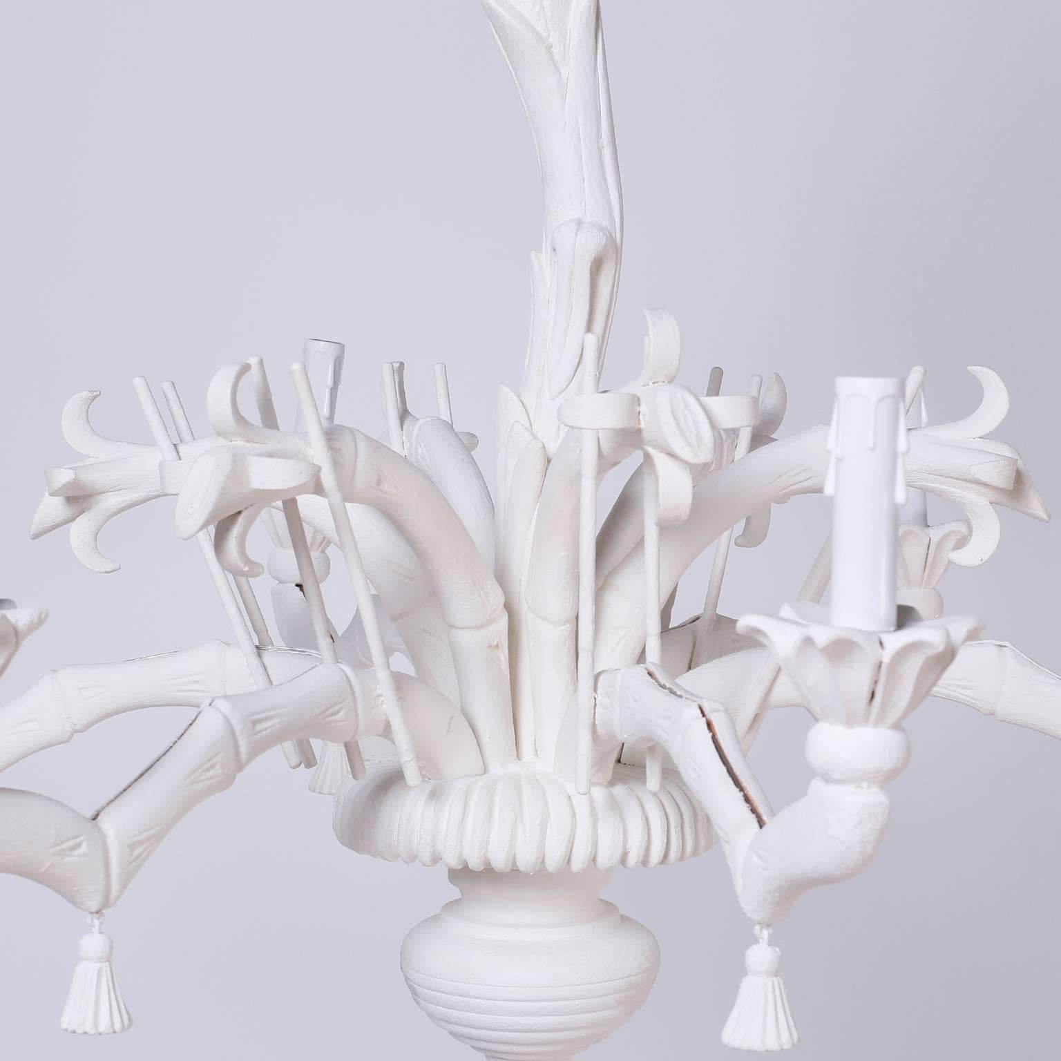  White Palm Tree Chandelier In Excellent Condition In Palm Beach, FL
