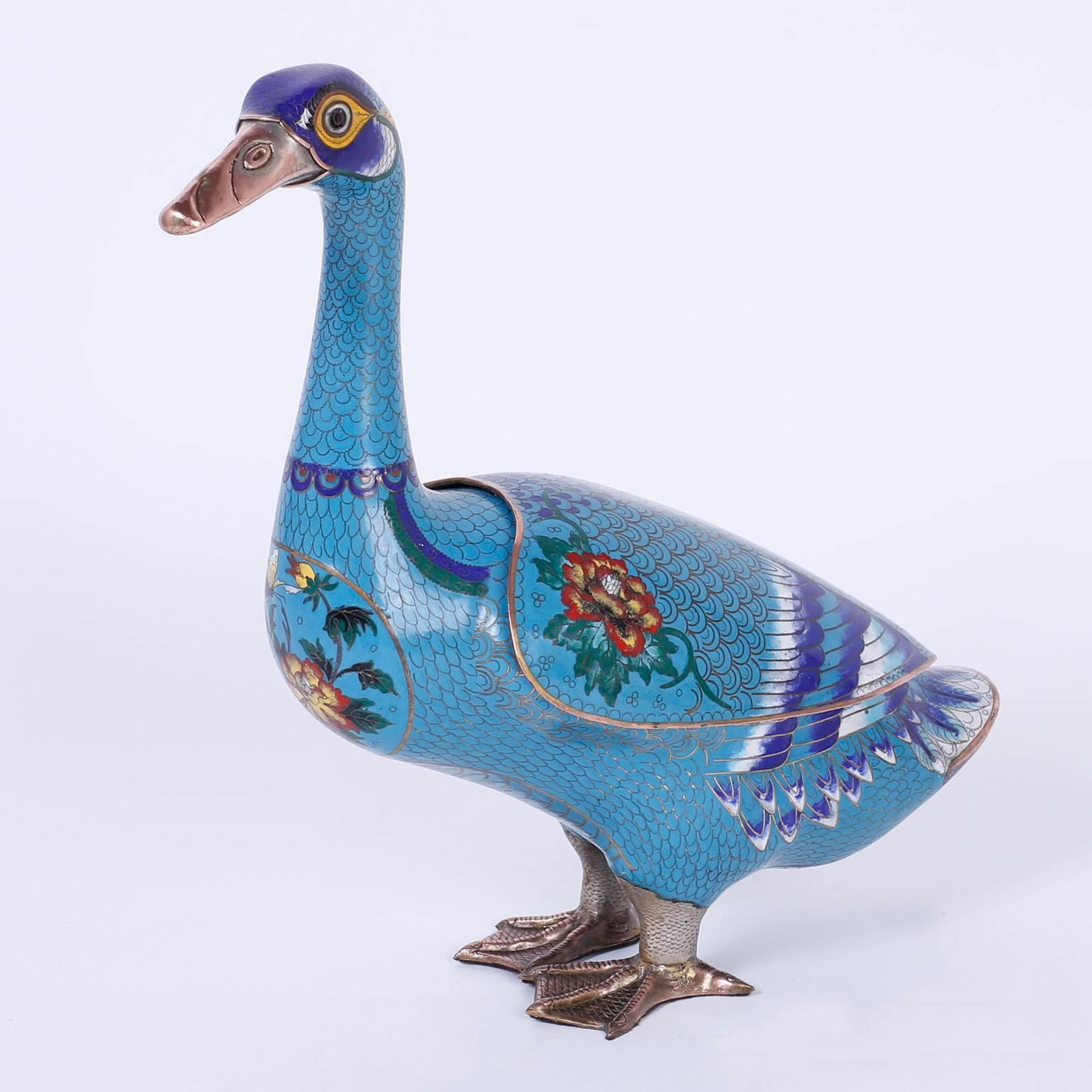 Pair of Cloisonné Ducks In Excellent Condition In Palm Beach, FL