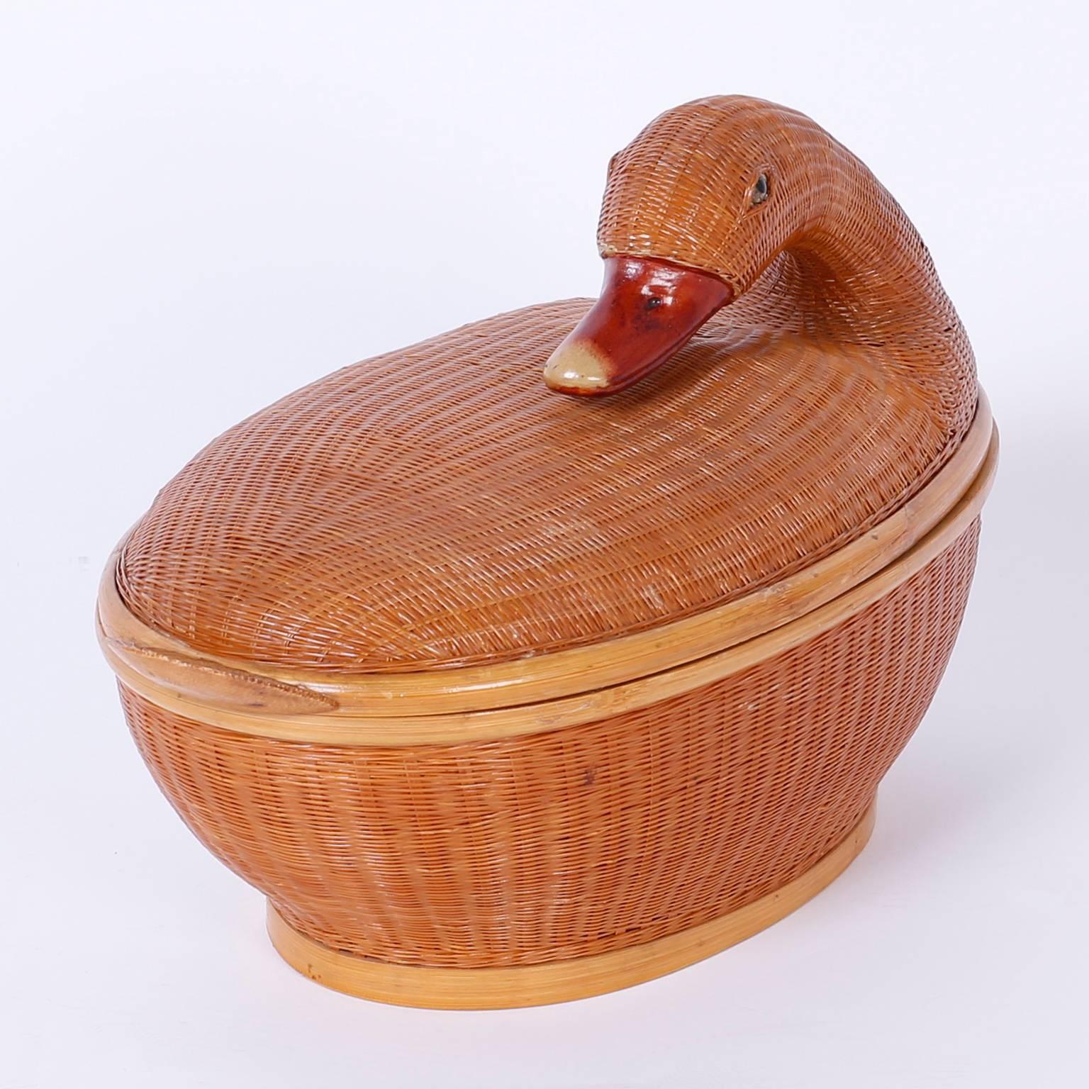 Chinese Wicker Duck Box