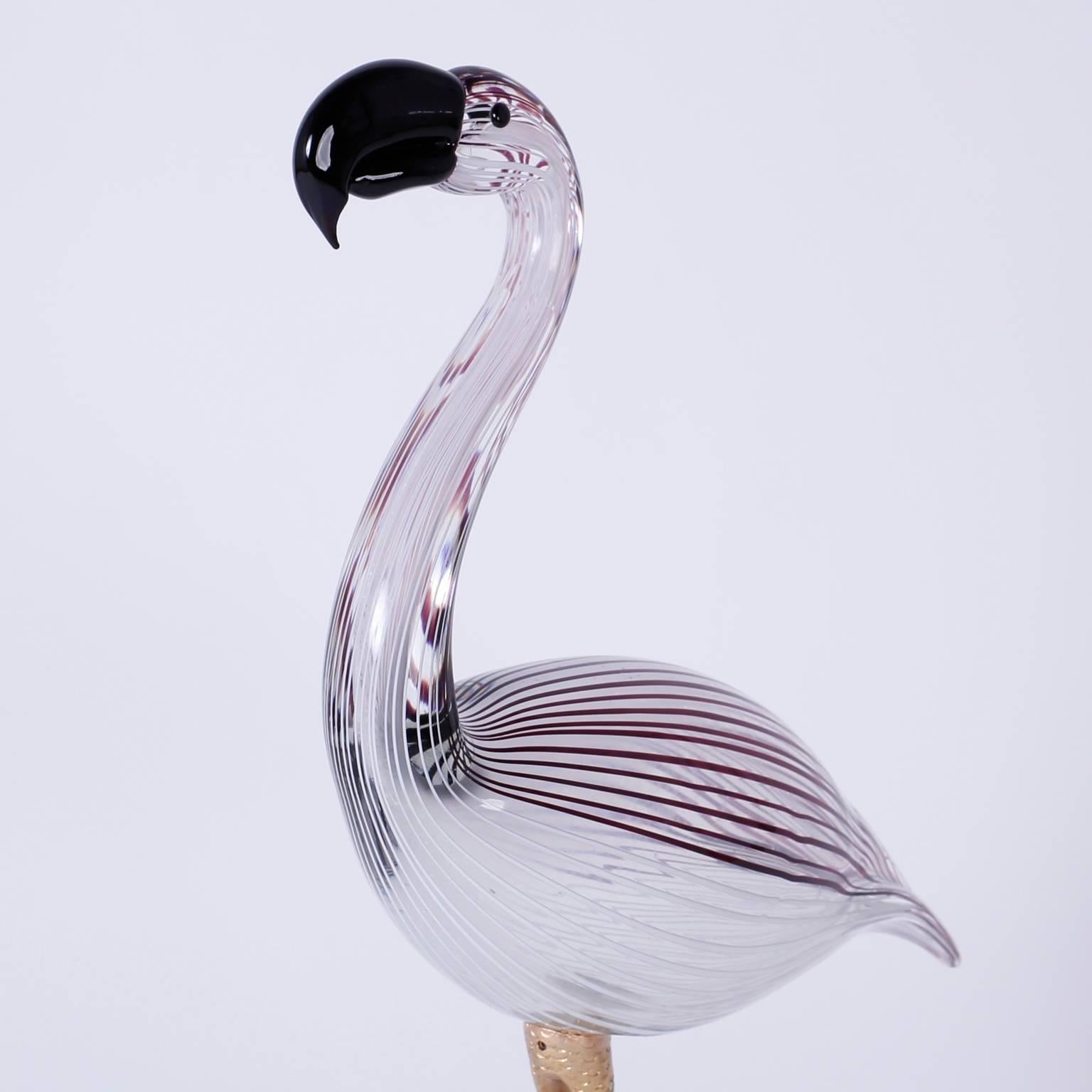 Italian Murano Glass Flamingo Sculpture