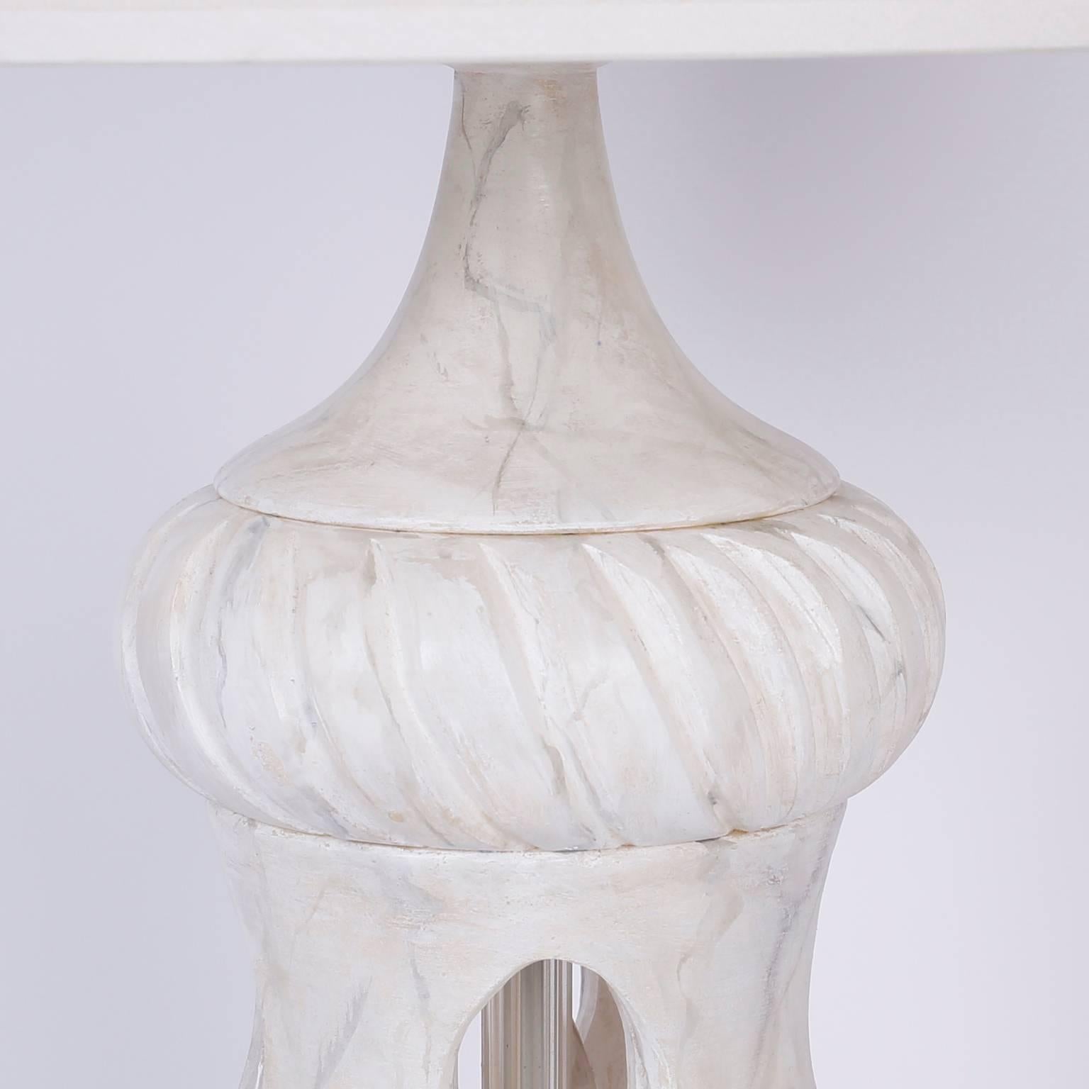 Italian Pair of Alabaster Table Lamps