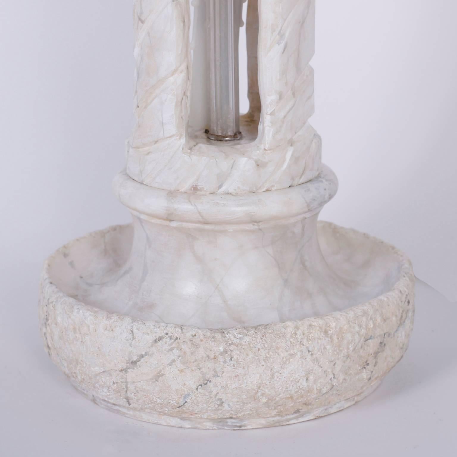 Pair of Alabaster Table Lamps In Excellent Condition In Palm Beach, FL