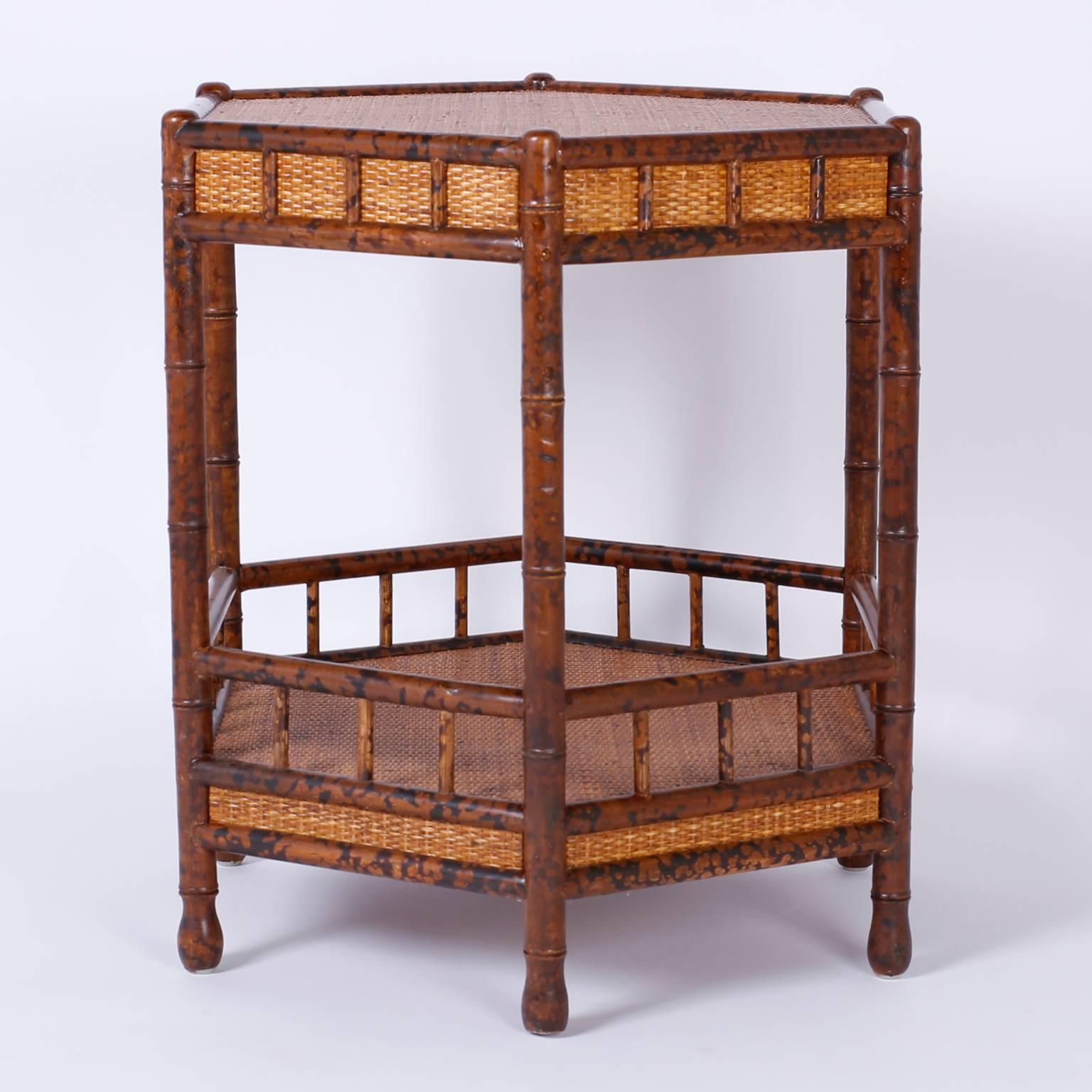 British Colonial Faux Bamboo Side Table