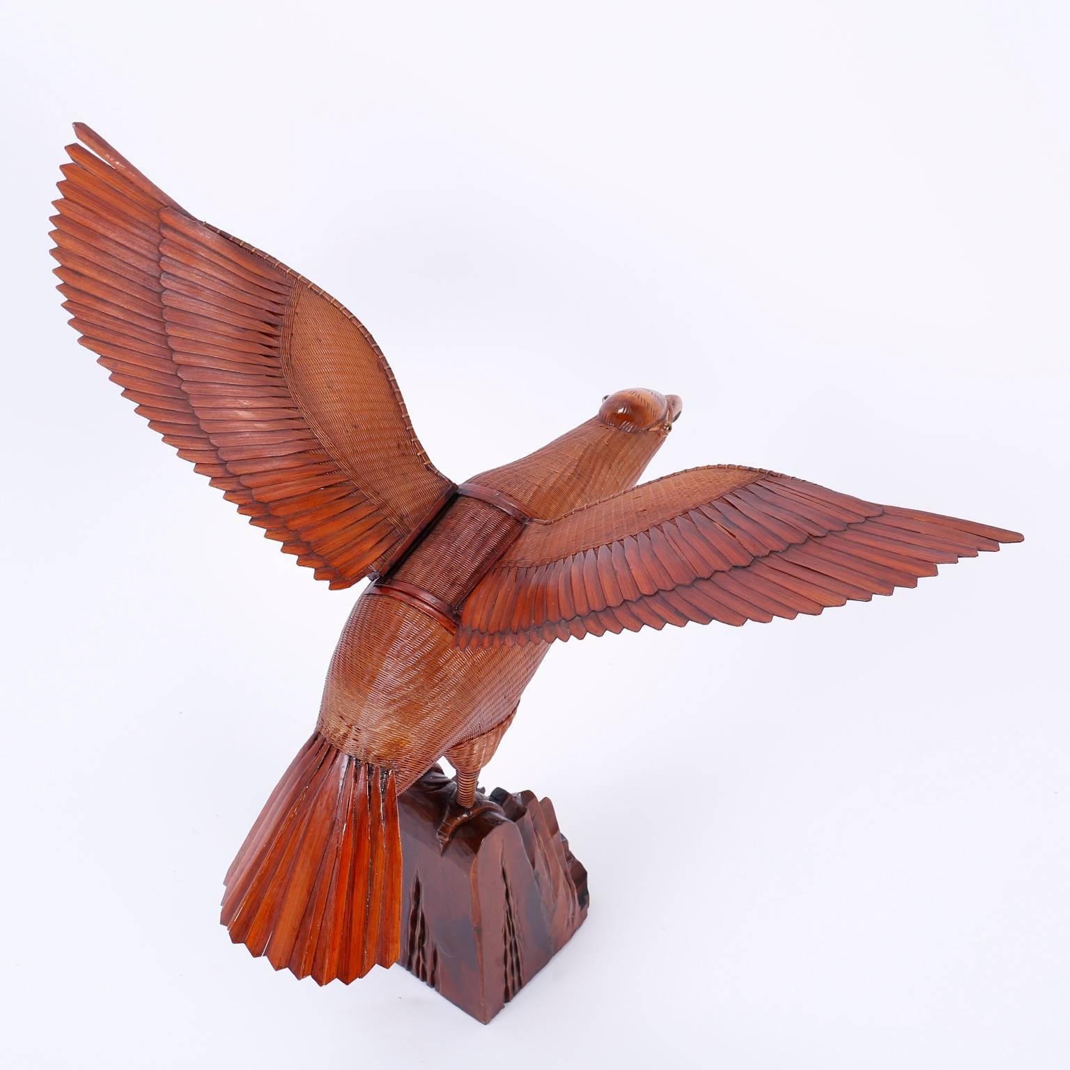 20ième siècle Sculpture d'oiseau oiseau en osier  en vente