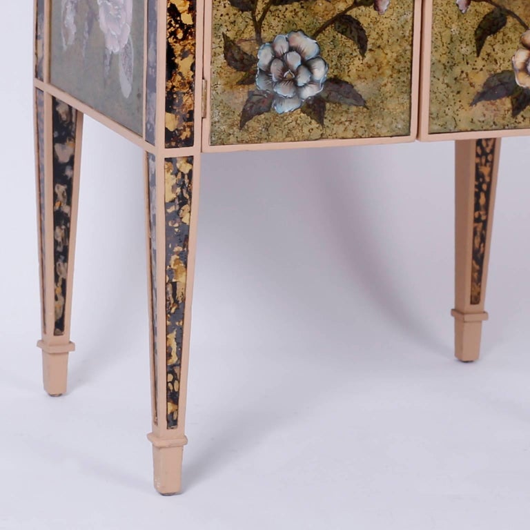 Pair of Reverse Painted Mirrored Nightstands at 1stDibs