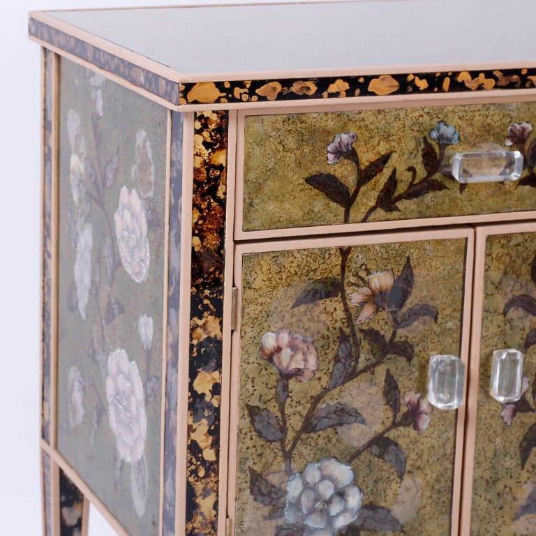 Pair of Reverse Painted Mirrored Nightstands at 1stDibs