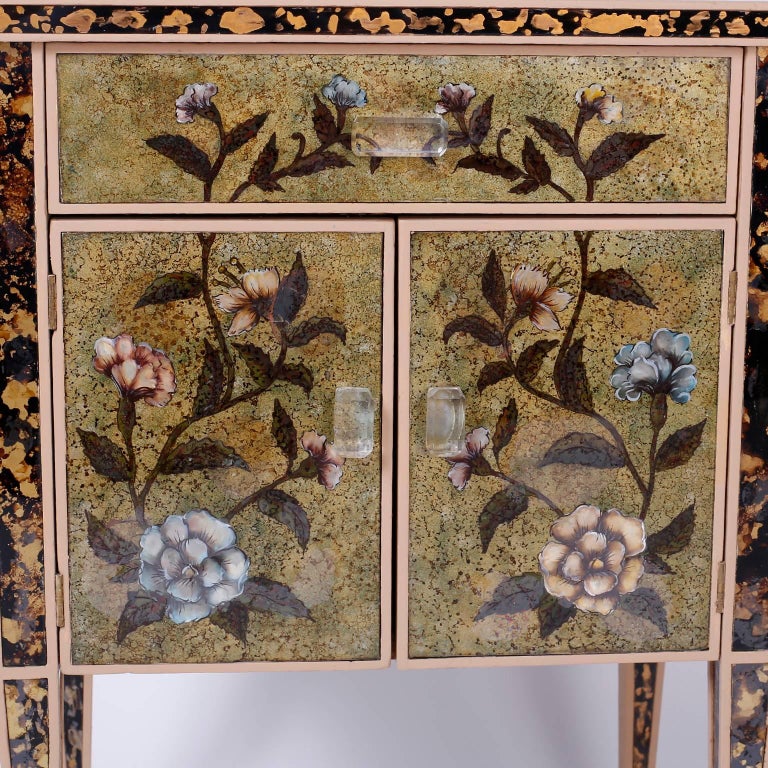 Pair of Reverse Painted Mirrored Nightstands at 1stDibs