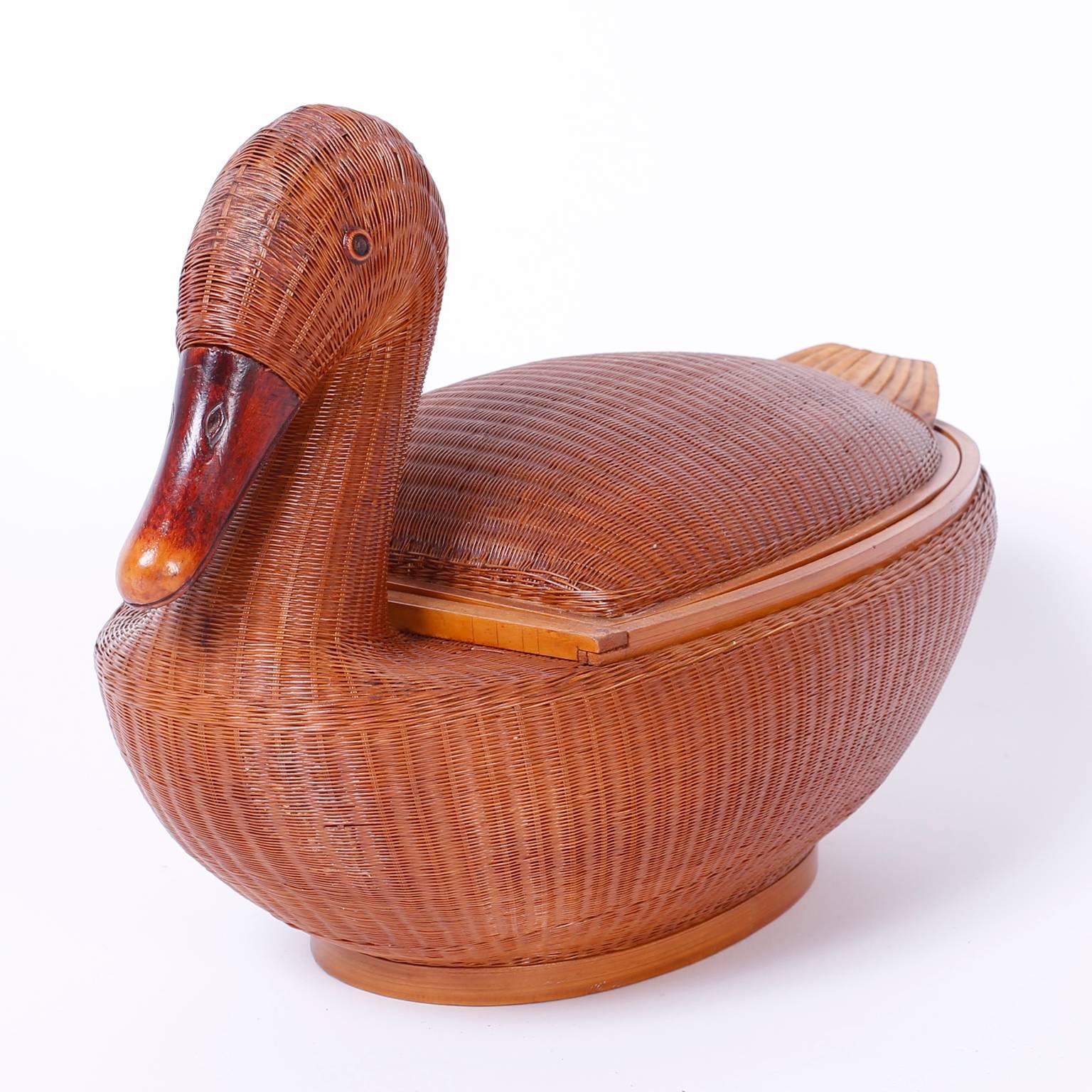 vintage wicker duck basket