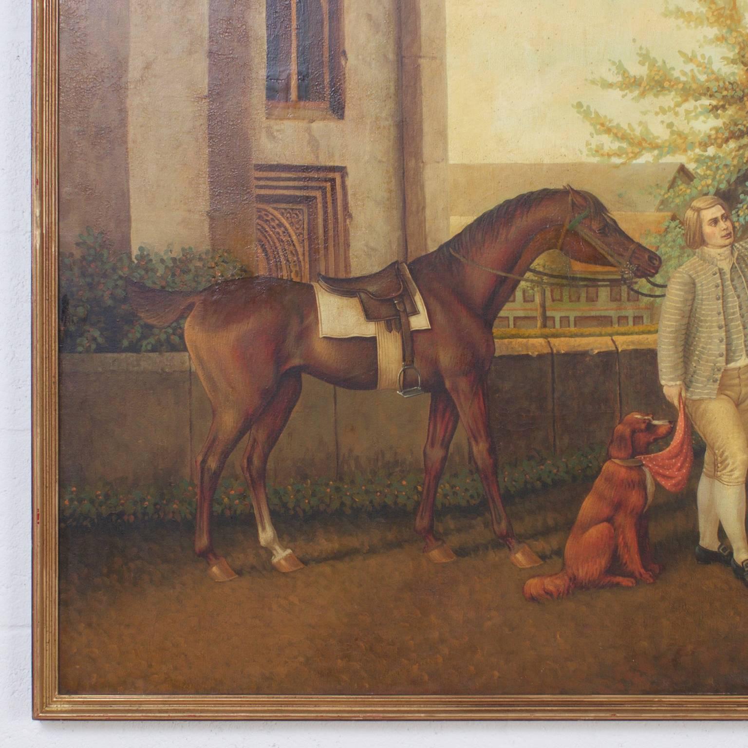 British Colonial Large Oil on Canvas Hunt Party Scene by William Skilling
