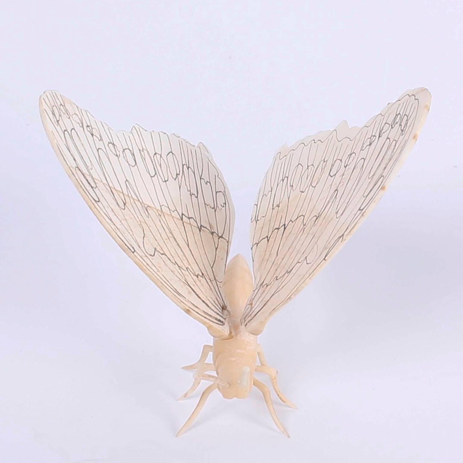 Chinese Carved Bone Butterfly