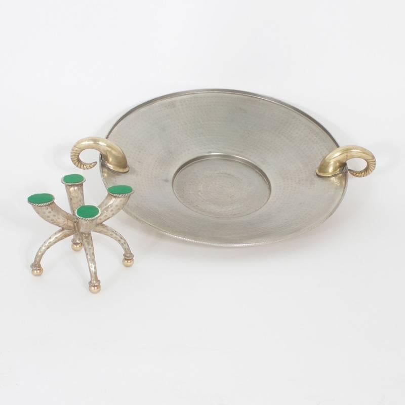 Italian Modern Silver and Brass Bowl For Sale