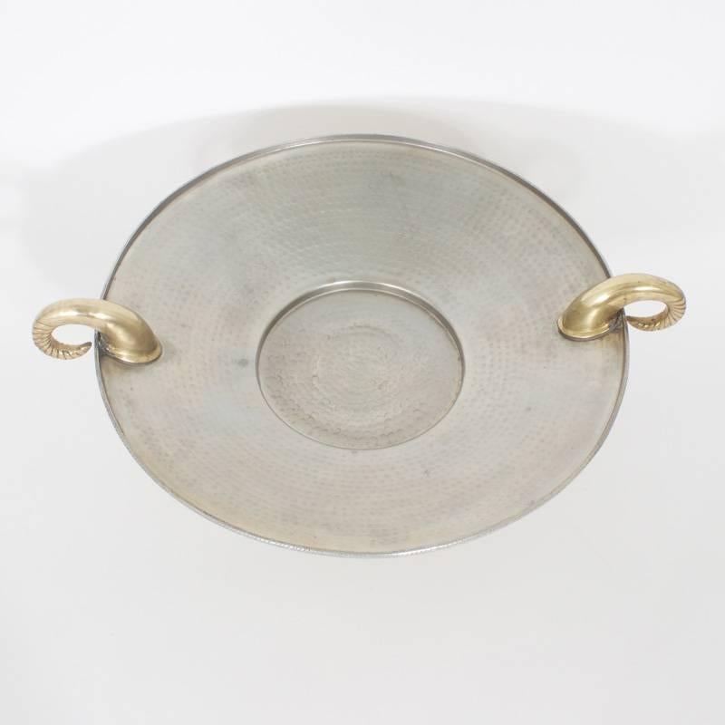 Modern Silver and Brass Bowl In Good Condition For Sale In Palm Beach, FL