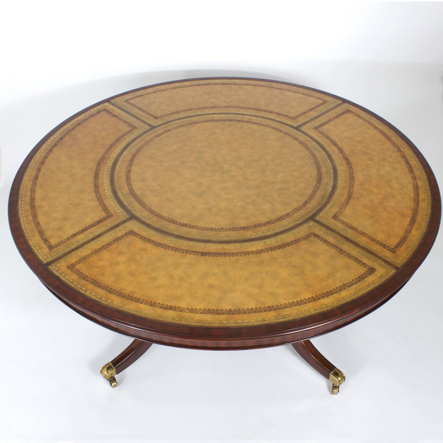 Maitland-Smith Leather Top Round Table For Sale at 1stdibs