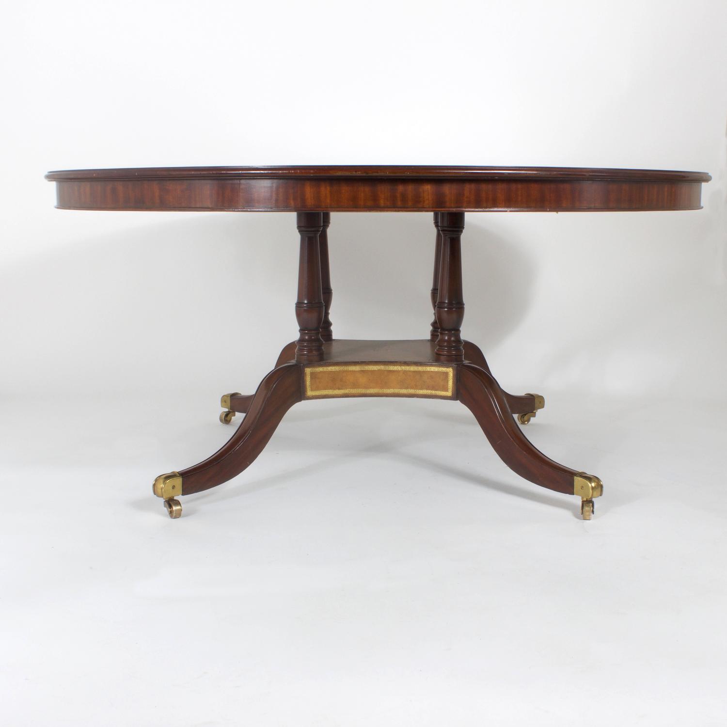 MaitlandSmith Leather Top Round Table For Sale at 1stdibs