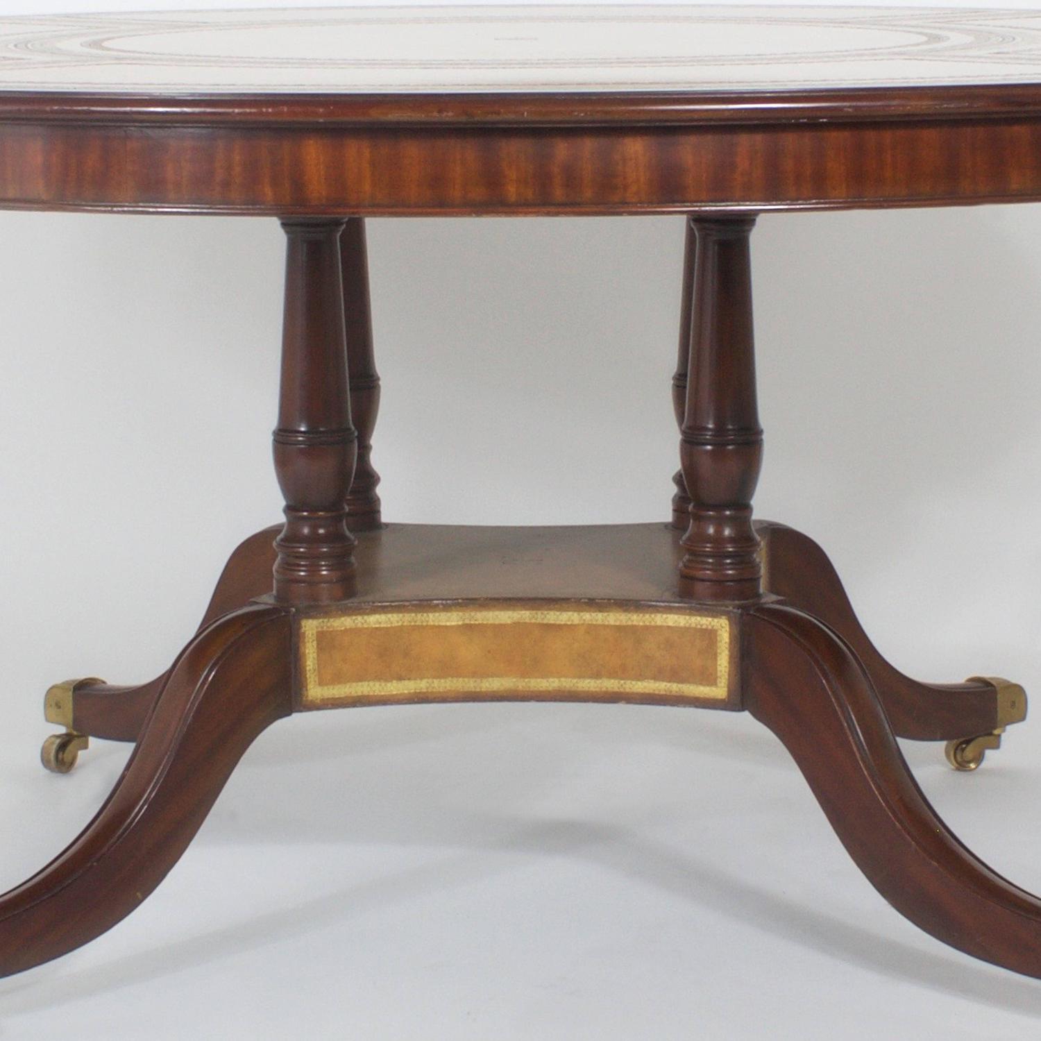 MaitlandSmith Leather Top Round Table For Sale at 1stdibs